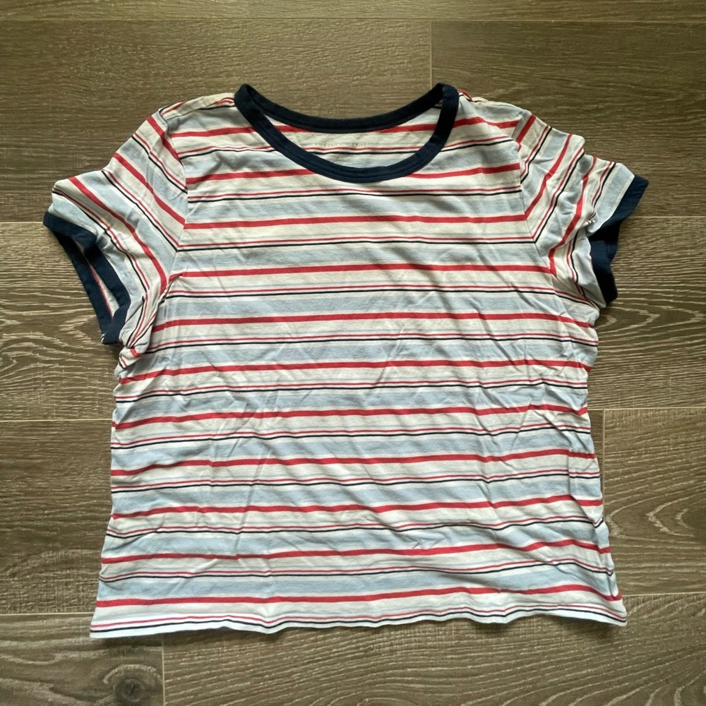 AE striped red white and blue ringer tee